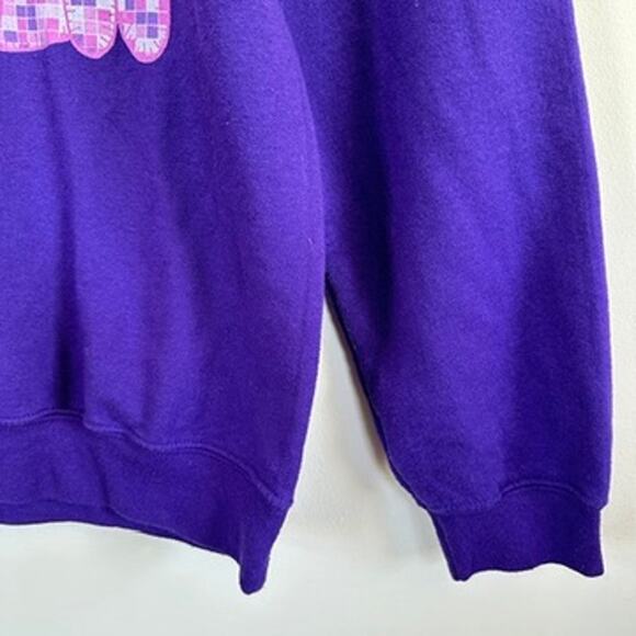 Gildan Vintage Cat Sweatshirt Purple Crew Neck Long Sleeve SMALL One of a Kind - Picture 5 of 11